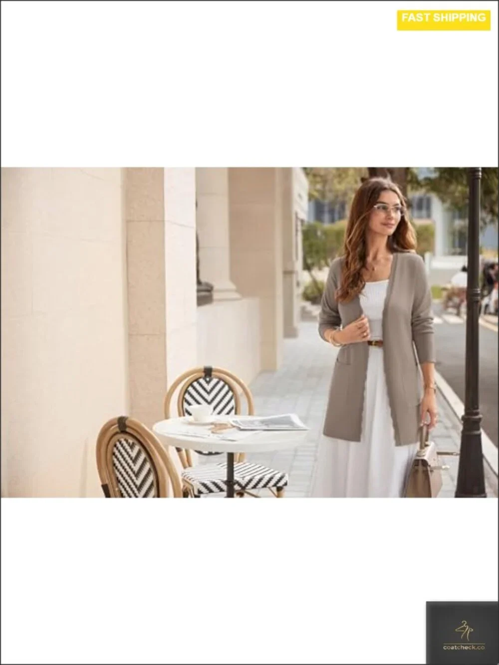 Lightweight Open Front Cardigan with Pockets V-Neck Long Sleeve